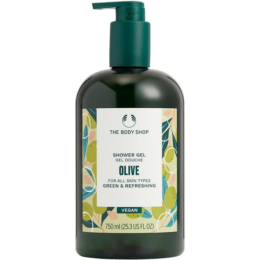 The Body Shop OLV Shower Gel 25.6 fl oz (750 ml) (Scent: Olive) Body Shampoo, Body Soap, Fresh Olive Scent, Large Capacity