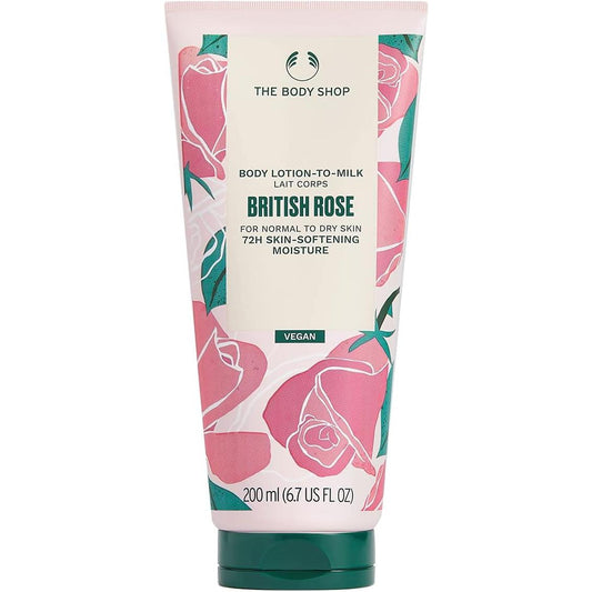 The Body Shop Milk In Body Lotion, British Rose, 7.8 fl oz (200 ml)