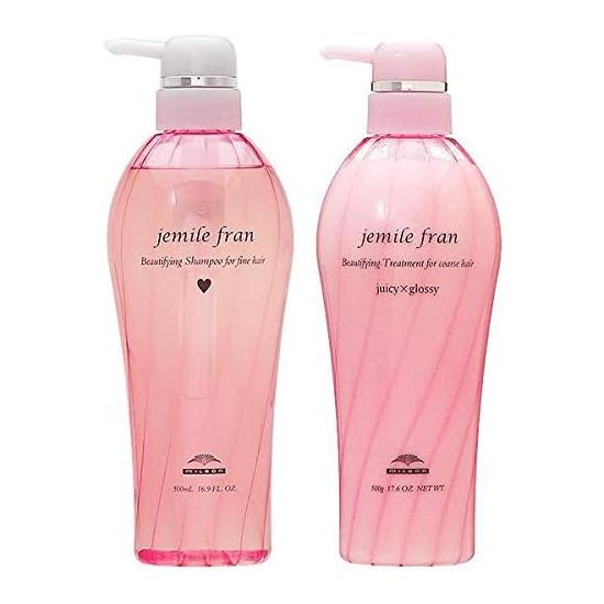 Set Milbon Milbon Gemile Franc Shampoo Heart + Treatment, Juicy Glossy, 16.9 fl oz (500 ml) Bottle Set