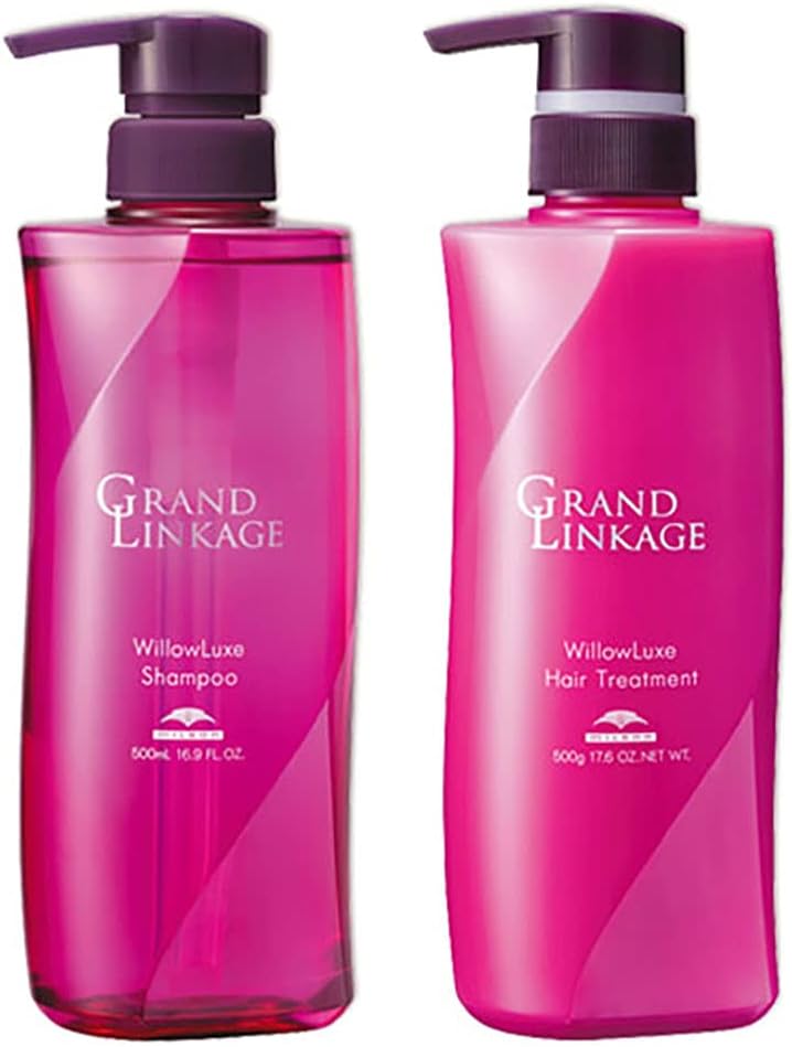 Set Milbon Milbon Grand Linkage Willow Luxe 500 Size Set (Shampoo 16.9 fl oz (500 ml) + Treatment: 17.6 oz (500 g), Supple (For Normal Hair) Shampoo Treatment Set