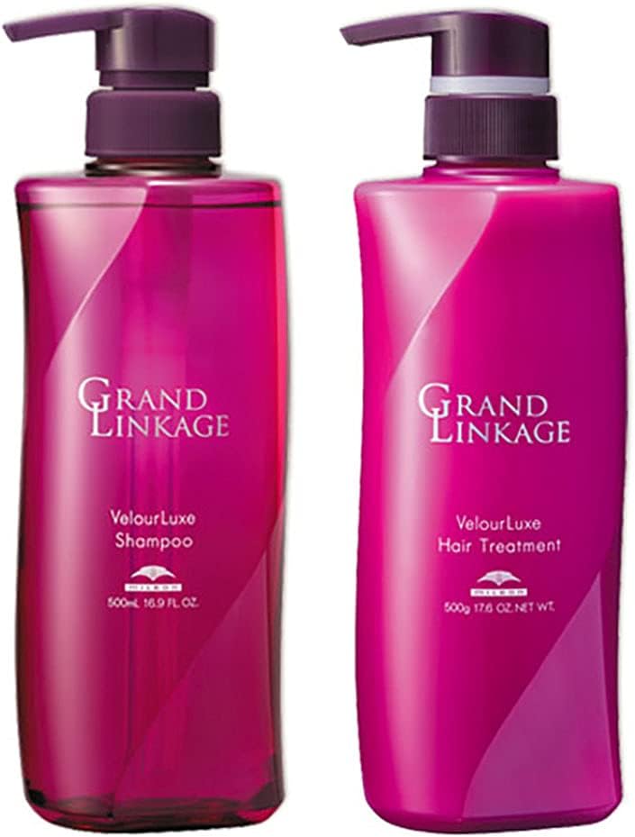 Set Milbon Milbon Grand Linkage Veloa Luxe 500 Size Set (Shampoo 16.9 fl oz (500 ml) + Treatment: 17.6 oz (500 g), Moist (For Hard and Habitous Hairs) Shampoo Treatment Set