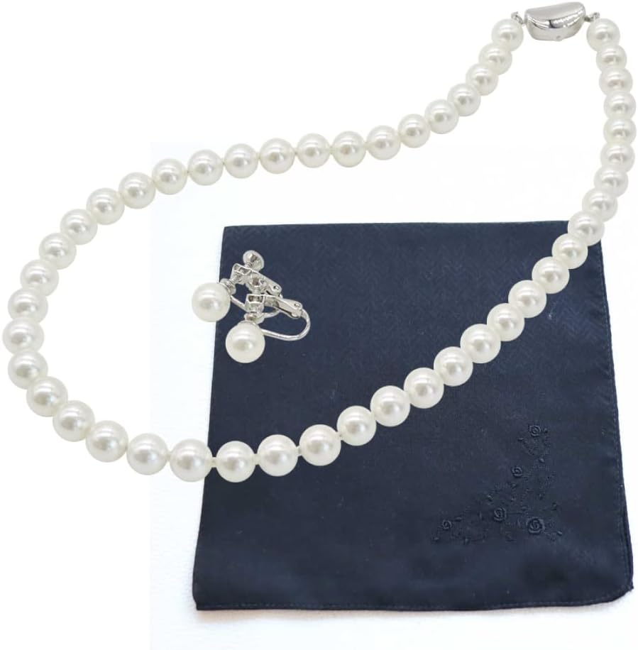 Sakuraya Pearl necklace set 8 mm 42 cm shell pearl White Earrings Formal Handkerchief Set