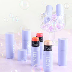 Cheek Highlighter Stick Multi-Face Makeup Stick Multi Balm LIZLY Dewy Glow Cheek Hilighter Multi Balm Stick Korean Cosmetics Spotlighting Lame Glitter 3D Look Cream for Cheeks and Lips (02 Pink Pink)