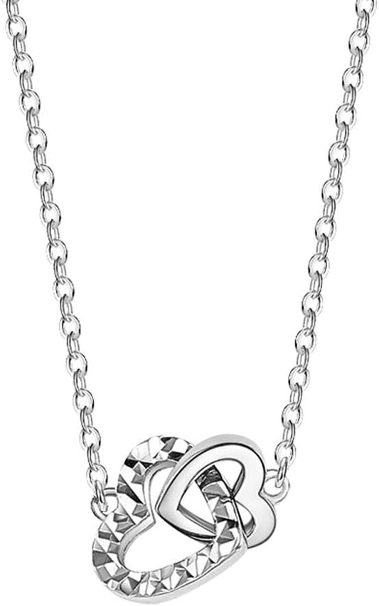 FANCIME Platinum Necklace Ladies Heart Double loop Pt950 pendant 40-45 cm Mother's Day Christmas Birthday anniversary present Includes gift wrapping