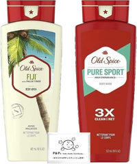 Old Spice Body Wash, Fiji, 16.6 fl oz (473 ml), Pure Sports, 28.9 fl oz (532 ml), Body Soap, Genuine Imported Product, Bonus Included