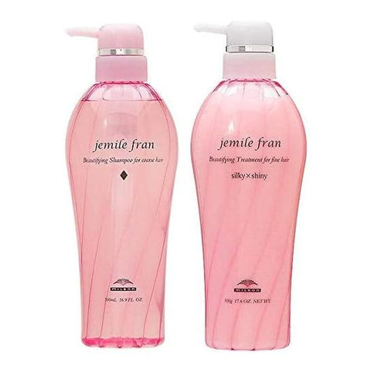 Set Milbon Milbon Gemile Franc Shampoo Diamond + Treatment, Silky Shiny, 16.9 fl oz (500 ml) Bottle Set