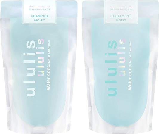 [Japanese Shampoo and Conditioner] ululis Moisturizing Blue Water Conch Moist Shampoo Treatment Refill Set