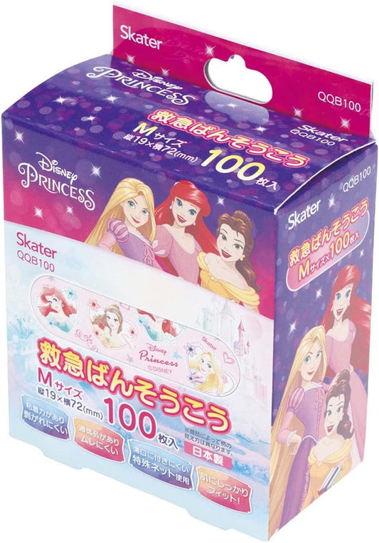 Skater first-aid adhesive plaster M size increase 100 sheets of adhesive plaster Disney Corporation Princess Made in Japan QQB100-A