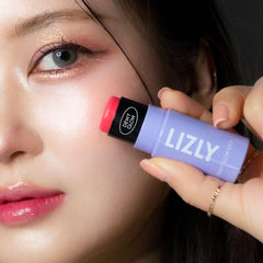 Cheek Highlighter Stick Multi-Face Makeup Stick Multi Balm LIZLY Dewy Glow Cheek Hilighter Multi Balm Stick Korean Cosmetics Spotlighting Lame Glitter 3D Look Cream for Cheeks and Lips (02 Pink Pink)