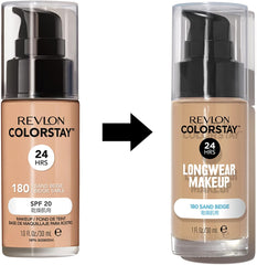 Revlon Color Stay Long Wear Makeup 180 Sand Beige Natural Skin Tone For Normal/Combined Skin SPF15 PA++ Liquid Foundation 30mL