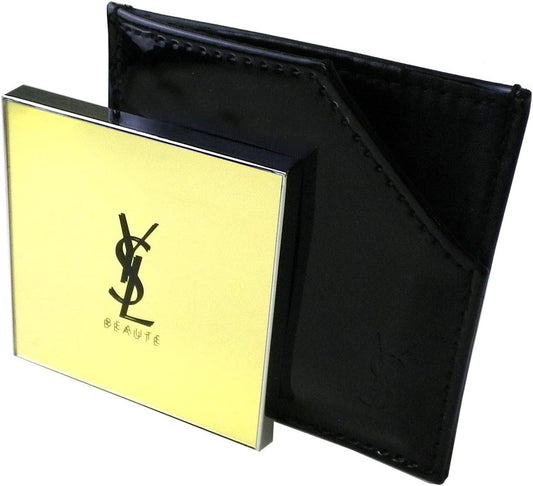 Yves saint Laurent YSL Mirror Logo Black Black Gold Gold Protective Case Mini Small Portable Makeup Makeup Cosmetics Overseas Limited