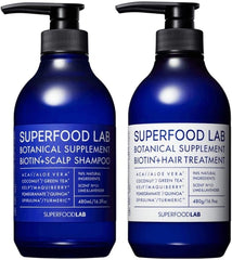 [Japanese Shampoo and Conditioner] 96% Naturally Derived Ingredients SUPERFOOD LAB Scalp Essence Refreshing Shampoo   Treatment Body Set (480ml   480g) SUPERFOOD LAB Non-silicon, Non-parapene, Contains biotin, Additive-free SFL