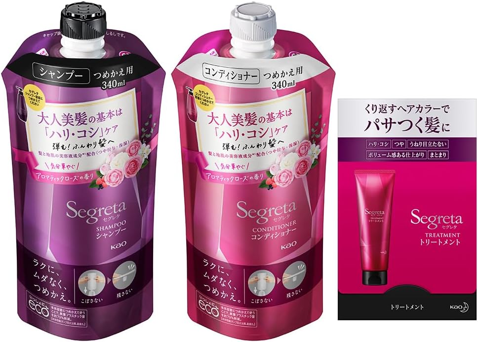 [Japanese Shampoo and Conditioner] Amazon.co.jp exclusive Segreta shampoo/conditioner refill + sample bonus 3-piece set