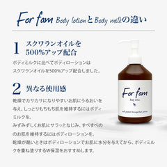 For fam Body Milk, Hypoallergenic, Paraben-free, Fragrance-free, Contains 6 types of ceramides, plant extracts and oils (moisturizing and skin conditioning)