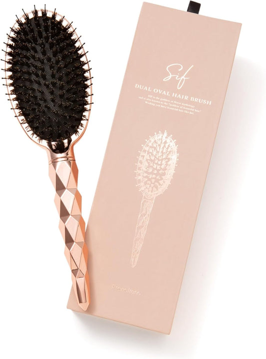 Francfranc French Shiv Dual Oval Hairbrush Shiny Pink Gold