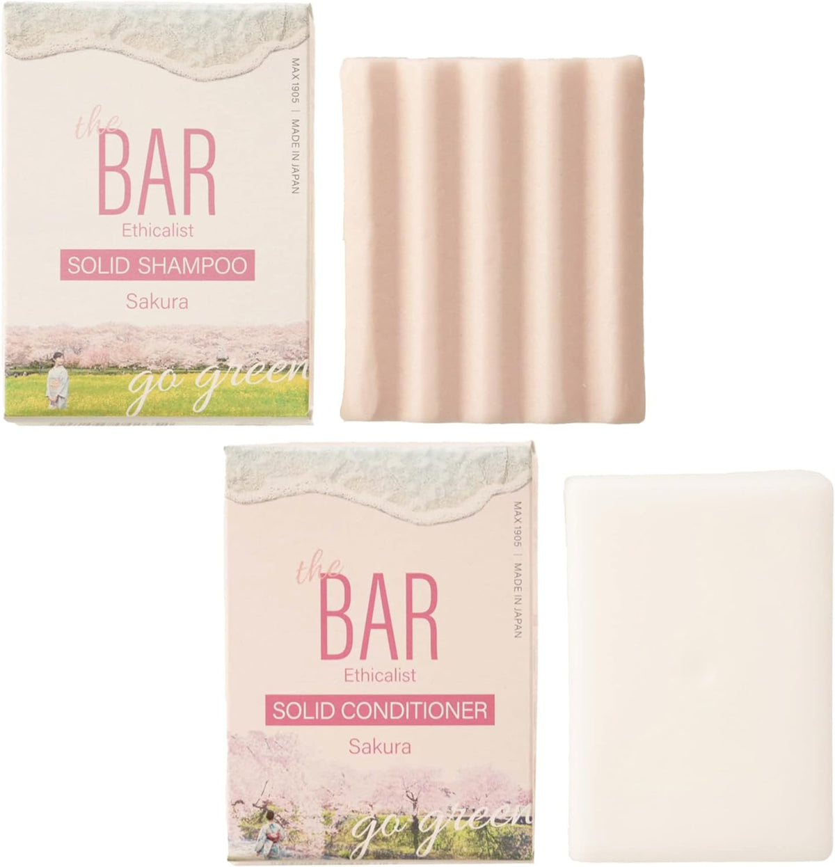 [Japanese Shampoo and Conditioner] TheBAR Solid Shampoo   Solid Conditioner Set Sakura Hypoallergenic Foaming Functional Ingredients Moisturizing High Concentration Organic Shampoo Bar Made in Japan Sakura Scent