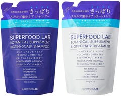 [Japanese Shampoo and Conditioner] 96% Naturally Derived Ingredients SUPERFOOD LAB Scalp Essence Refreshing Shampoo   Treatment Body Set (480ml   480g) SUPERFOOD LAB Non-silicon, Non-parapene, Contains biotin, Additive-free SFL