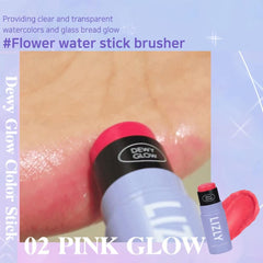 Cheek Highlighter Stick Multi-Face Makeup Stick Multi Balm LIZLY Dewy Glow Cheek Hilighter Multi Balm Stick Korean Cosmetics Spotlighting Lame Glitter 3D Look Cream for Cheeks and Lips (02 Pink Pink)