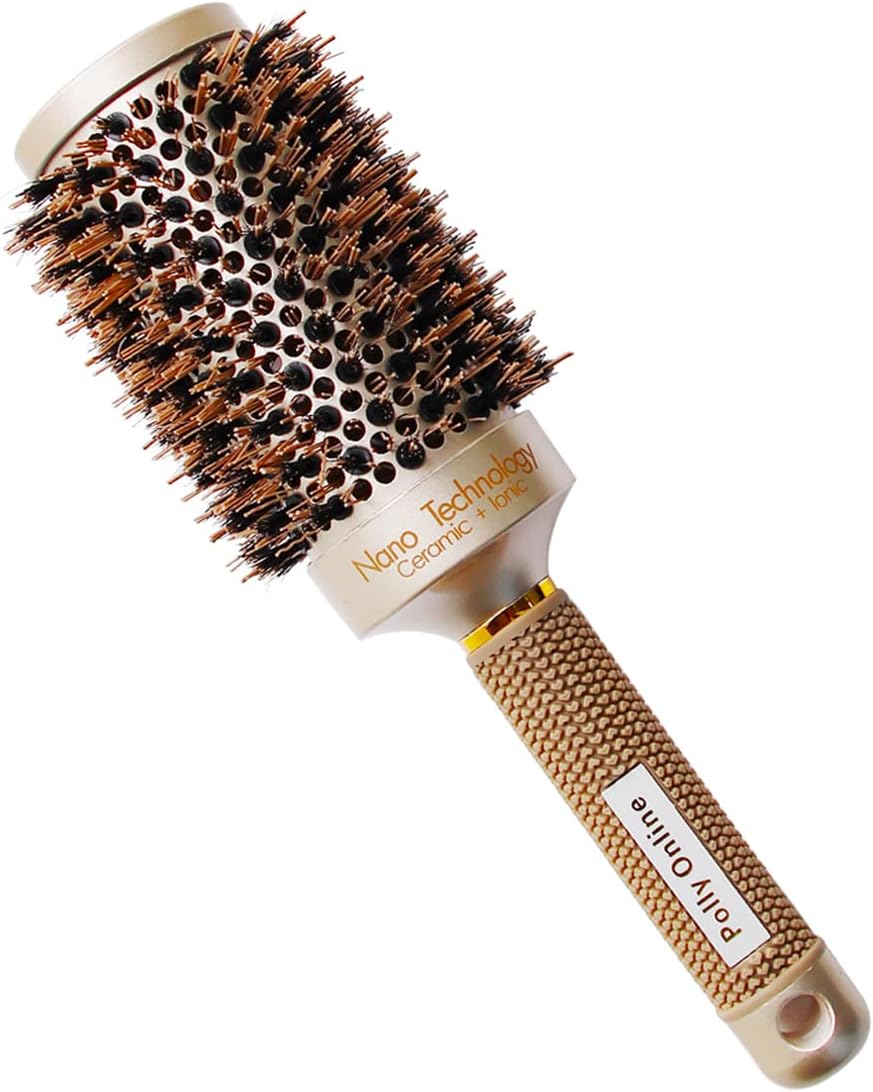 Round Hair Brush Blow Dry Brush Ion Boar Hair Anti Static Round Brush for Hair Drying, Curling and Straightening (45mm)