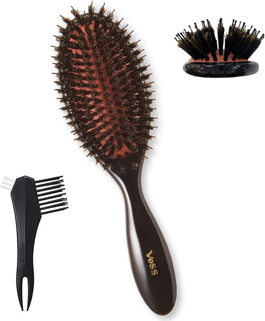 Beth (Made in Japan) Made by a Long-established Commercial Manufacturer Hairdresser's Finishing Cushion Brush Pig Hair/Tip Nylon Hair Mix Flocking VESS (Brush Cleaner Included)