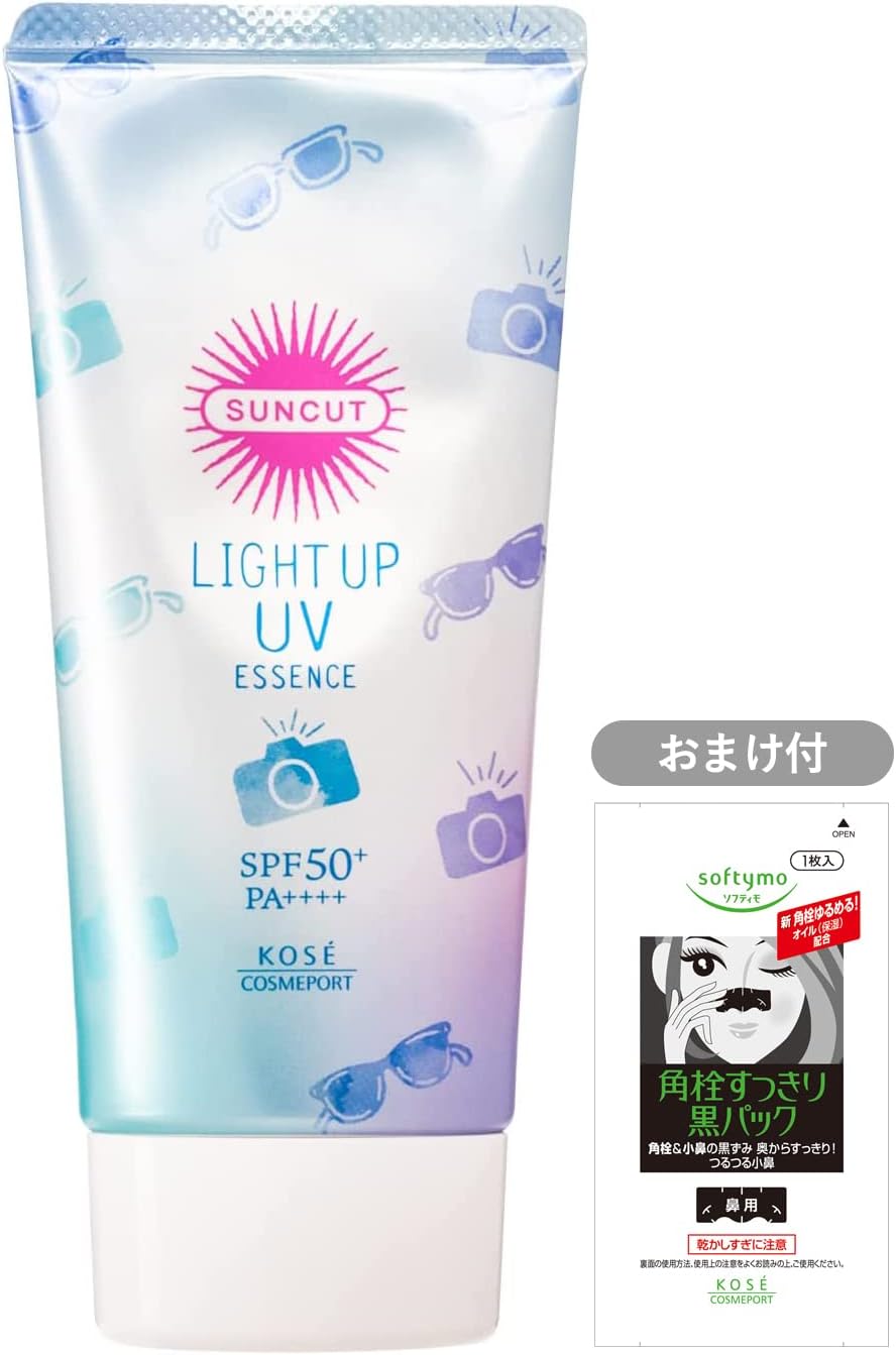 KOSE Suncut Light Up UV Essence SPF50+ PA++++ 80g Nasal Pore Pack 1 bonus lotion