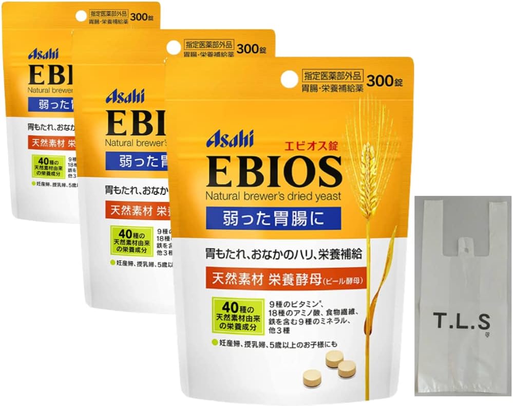 3 Pack + Original BonusおまけEbios Tablets 300 Tablets x 3 Pack Total 900 Tablets Designated quasi-drugsGastrointestinal medicine nutritional supplement intestinal medication large capacity Try it on a regular basis