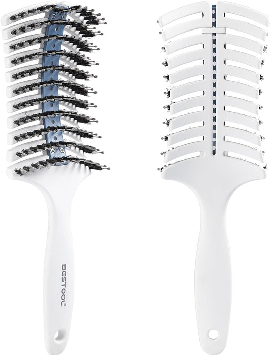 BESTOOL Hair Brush, Pig Bristle, Paddle Brush, Comb, Men's, Women's, Children, Hair Care, Comb, Scalp Massage, Smooth, Popular, Glossy Hair, Tangle-Free, Improve Hair Quality