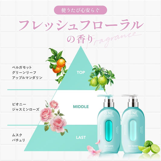 [Japanese Shampoo and Conditioner] O/NE aminoRESQ Moist Gel Shampoo 400mL   Moist Treatment 400g (set) Amino acid damage repair dense foam fresh floral scent