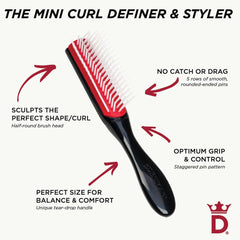 Denman Curly Hair Brush D14 (Black) 5 Row Styling Brush for Detangling, Separating, Shaping and Defining Curls, Fringes