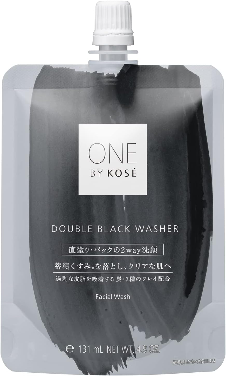 ONE BY KOSE Double Black Washer Facial Cleanser 140g Sebum, Pores, Dullness, Dead Skin, Clay