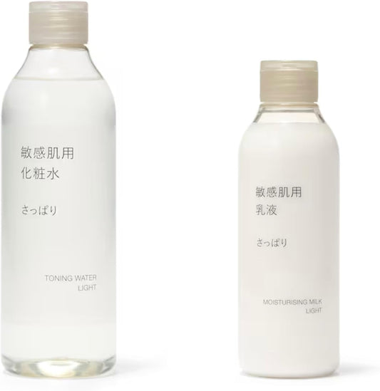 Muji Sensitive Skin Lotion Refreshing 10.1 fl oz (300 ml) + Milky Lotion for Sensitive Skin 7.8 fl oz (200 ml), Set of 2