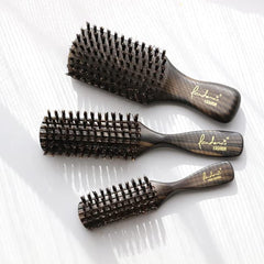 Kinugawa Company 1743A Hair Brush, Natural Bristle, Boar Bristle Brush, Static Electricity, Hair Damage-Resistant, Easy to Caught, Fan-shaped, Hair Plant, Wood Grain Handle, 5 Lines, S Size