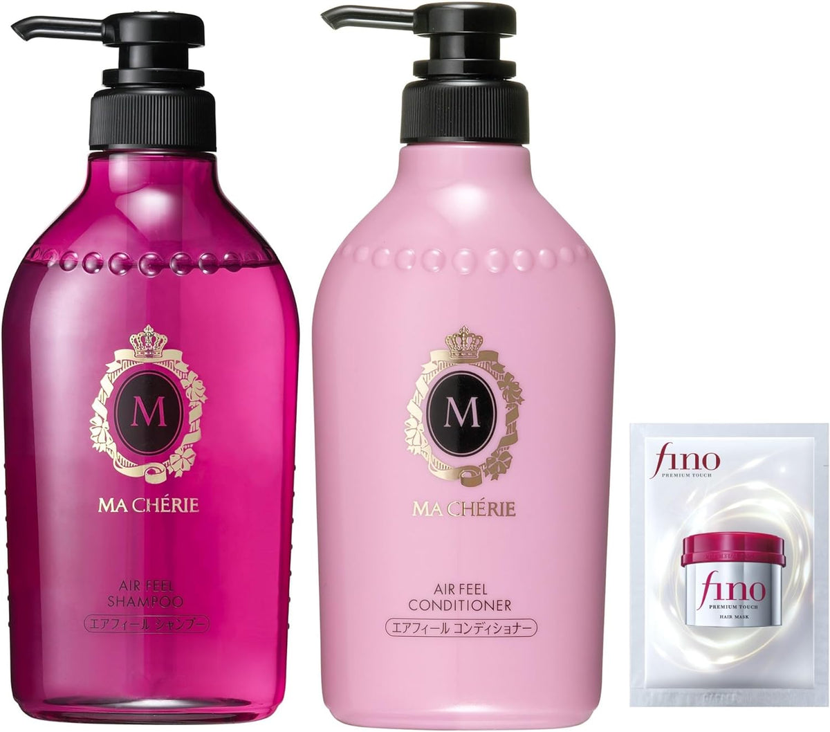 [Japanese Shampoo and Conditioner] Bulk Purchase MACHERIE Air Feel Shampoo Pump + Conditioner Pump (Smooth and Smooth) Set 450ml x 2 2 Assorted