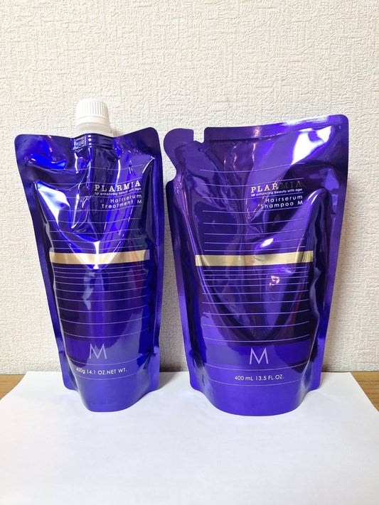 Milbon Plarmia Hair Serum Shampo M   Treatment M 400mL Refill Set Each