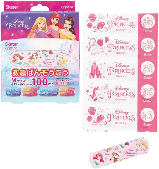 Skater first-aid adhesive plaster M size increase 100 sheets of adhesive plaster Disney Corporation Princess Made in Japan QQB100-A