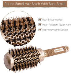 Round Hair Brush Blow Dry Brush Ion Boar Hair Anti Static Round Brush for Hair Drying, Curling and Straightening (45mm)