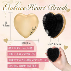 Etoluce Compact Hair Brush with Cover Comb for Going Out, Cute Heart Shape, Gift