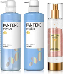 [Japanese Shampoo and Conditioner] 3-piece set Pantene Micellar Pure   Rose Shampoo/Treatment/Vitamilk 500mL+500g+90g