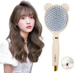 Hair Brush, Women's Popular Roll Brush, Scalp Brush, Comb, Hair Care, Straight Brush, Cute Bear Shape, Shiny Hair, Silk Hair, Smooth Scalp, Scalp Brush, Detangling Brush for Women That Will Not Tangle