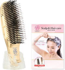 S HEART S Heart S Scalp Brush World Premium Short Gold Shampoo Brush with Beauty Book