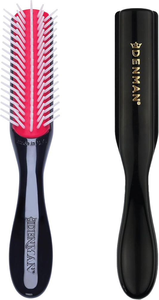 Denman Curly Hair Brush D14 (Black) 5 Row Styling Brush for Detangling, Separating, Shaping and Defining Curls, Fringes