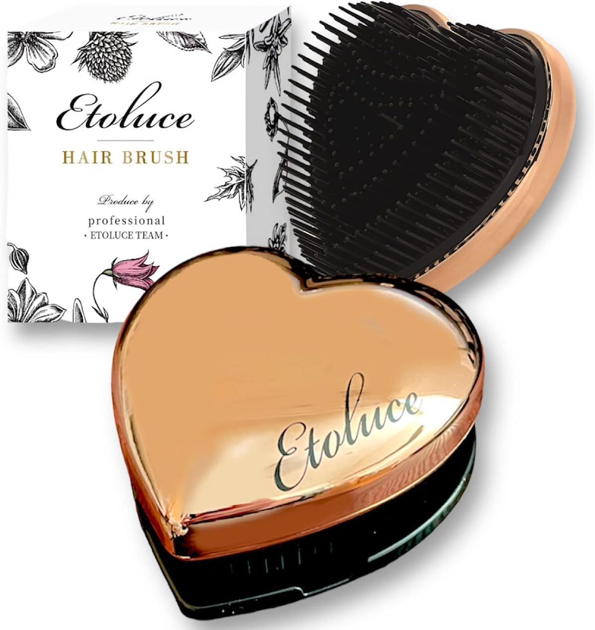 Glossy, beautiful hair Comb with Etoluce compact hairbrush cover going out It's a cute heart-shaped gift that's easy to hold