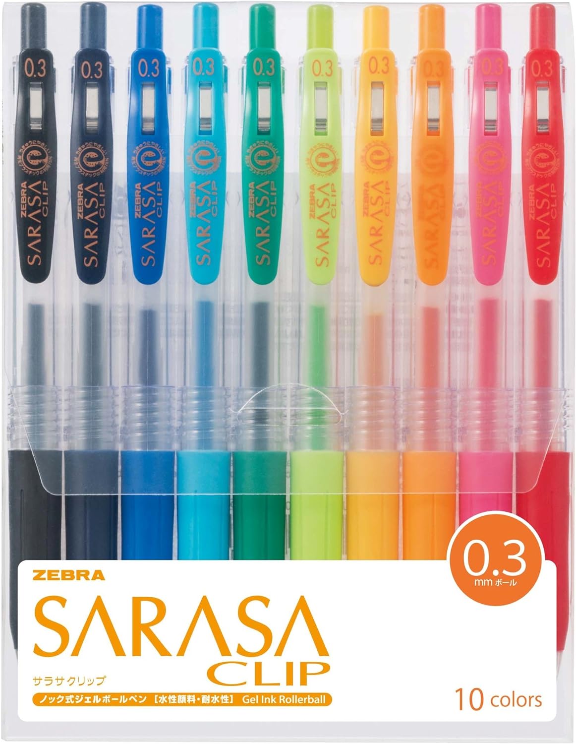 Zebra gel ballpoint pen Sarasa clip 0.3 10 colors JJH15-10CA