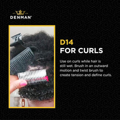 Denman Curly Hair Brush D14 (Black) 5 Row Styling Brush for Detangling, Separating, Shaping and Defining Curls, Fringes