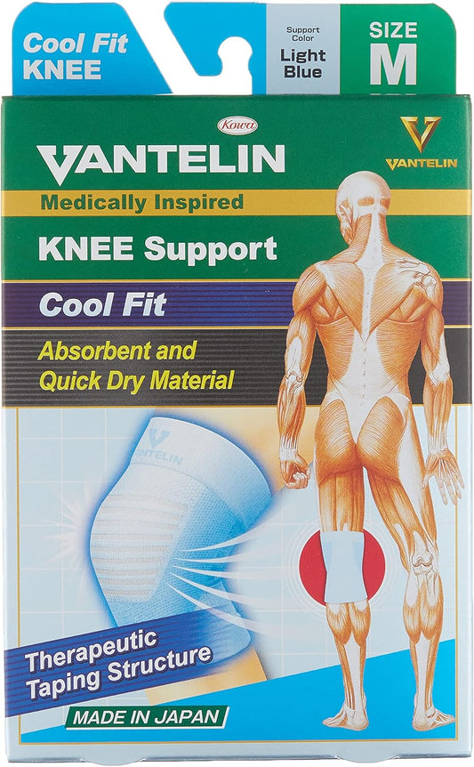 Vantelin Supporter, High Ventilation Type, For Knees, Light Blue, Regular Size, Knee Circumference: 13.4 - 14.6 inches (34 - 37 cm)