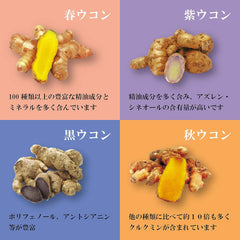 Yamasan Okinawa 4 kinds of turmeric grains (150 grains) Spring turmeric Autumn turmeric Purple turmeric Black turmeric Tablets turmeric turmeric supplement turmeric grain