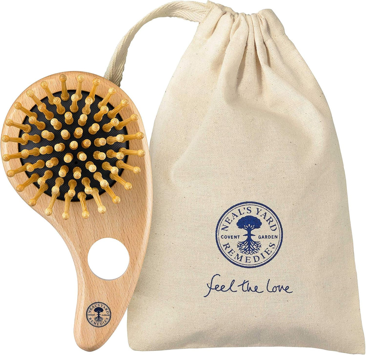 NEAL'S YARD REMEDIES Hair Brush (Small) with Cotton Drawstring