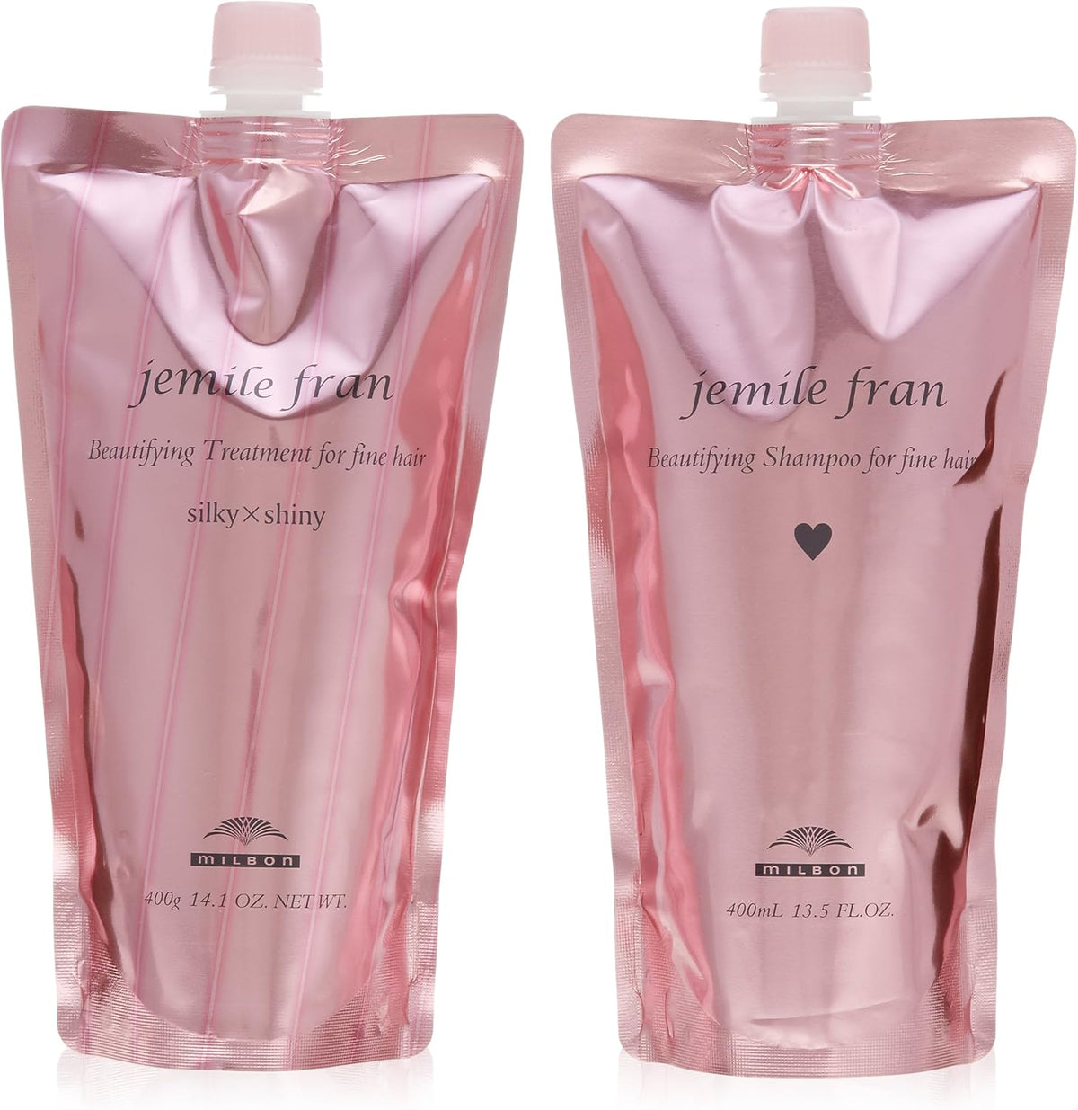 Milbon Jemil French shampoo Heart H 400ml + Treatment Silky Shiny 400g refill set