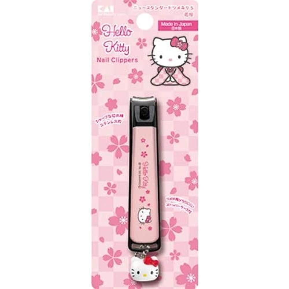 Kai KAI KK2536 Kitty Japanese Style New Standard S Flower Cherry Blossom Curved Blade Nail Clipper, Made in Japan