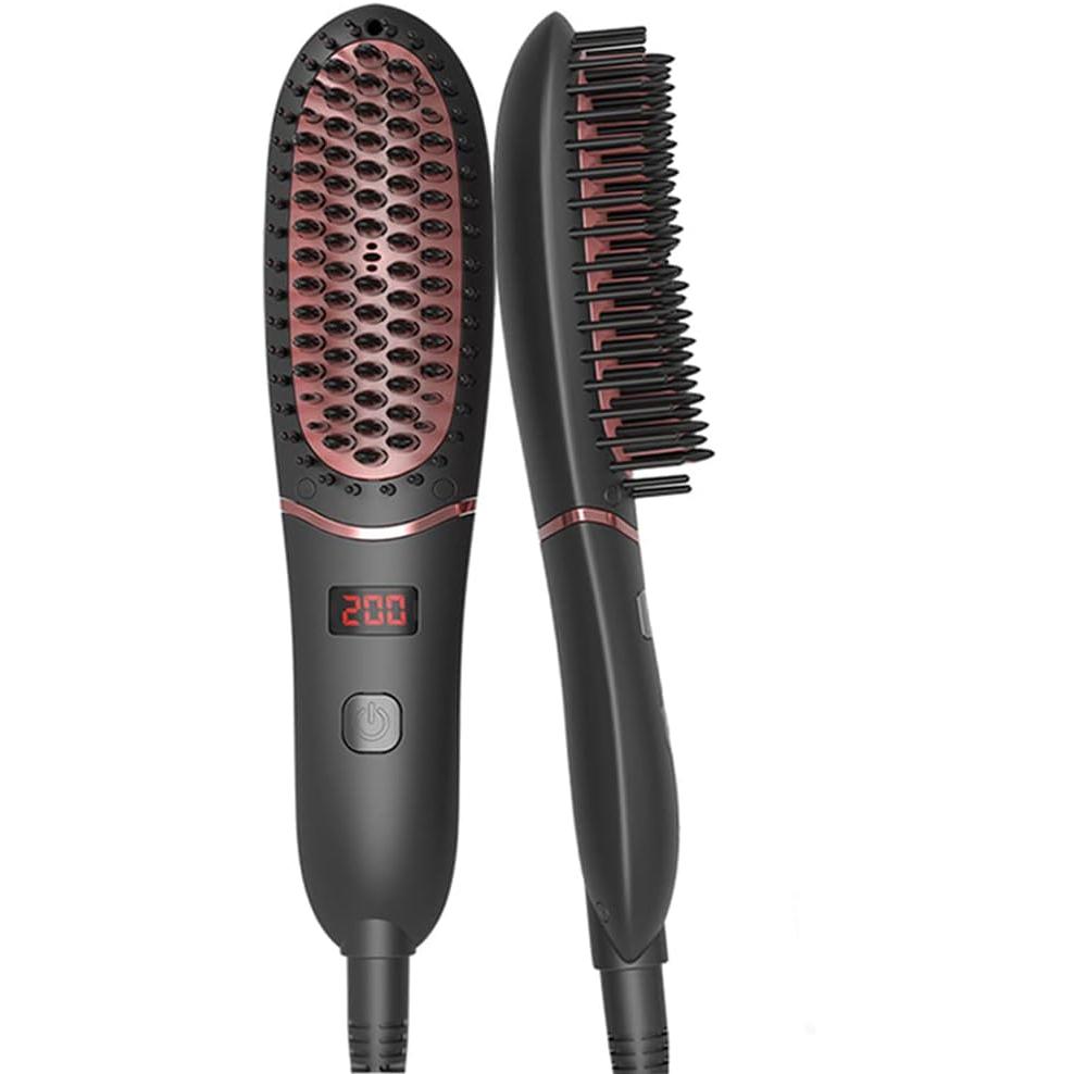 REAK Straight Heat Brush, Mini Straight Brush, Hair Iron, Negative Ion, Comb Iron, Electric Heated Hair Brush, Hair Straightening, 5 Temperature Adjustment, Burns Prevention, Overseas Use, PSE Certified